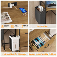 Supporto per stampante Garvee Industrial a 3 livelli con cassetti, luce LED, funzione di ricarica per l'organizzazione dell'ufficio, legno massiccio, robusto e con ampio spazio di archiviazione