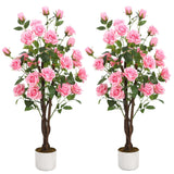 Garvee Albero di Rose Artificiali 2 Pezzi Rosa Bianco 75-150 cm Fiori Realistici Tronco in Legno Naturale - Rosa 105 cm 2 pz