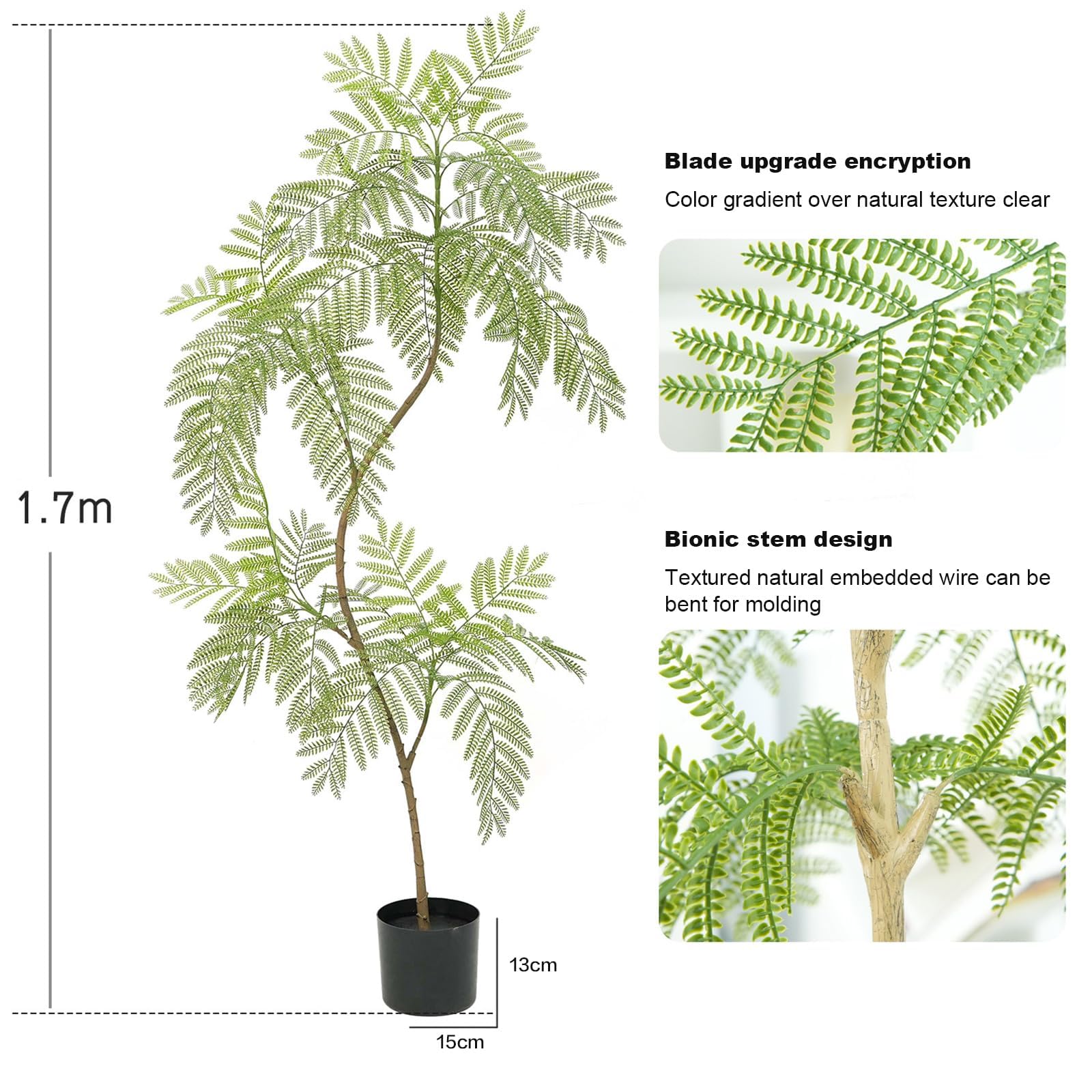 Albero di Jacaranda artificiale Garvee da 5,5 piedi, rami regolabili, materiale PU resistente, decorazione per casa e ufficio, verde
