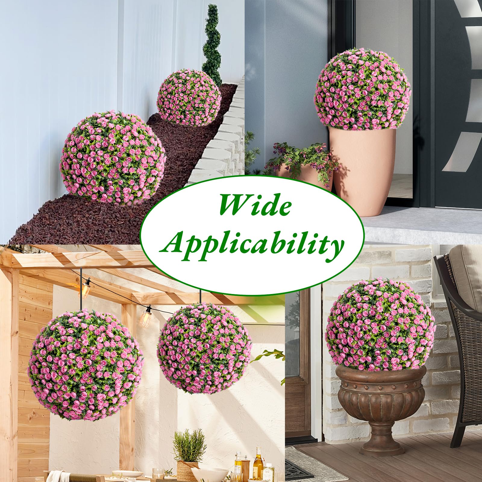 Garvee Artificial Bosso Balls 21,6 pollici, materiale PE, set da 2, per interni ed esterni, matrimonio e giardino, verde