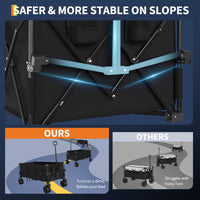 Carrello da spiaggia pieghevole Garvee con ruota fissata a tutti i terreni, telaio in acciaio, capacità di carico di 350 libbre, per esterni e spiaggia, pieghevole, nero