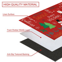 Garvee Tappeto Natalizio 40x80cm con Pupazzo di Neve e Albero di Natale, Antiscivolo, Rosso, Interno ed Esterno