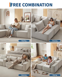 Divano componibile modular Garvee da 108" con chaise longue, comfort senza ossa, a forma di L, tessuto polimerico, divano letto, soggiorno, comodo, versatile