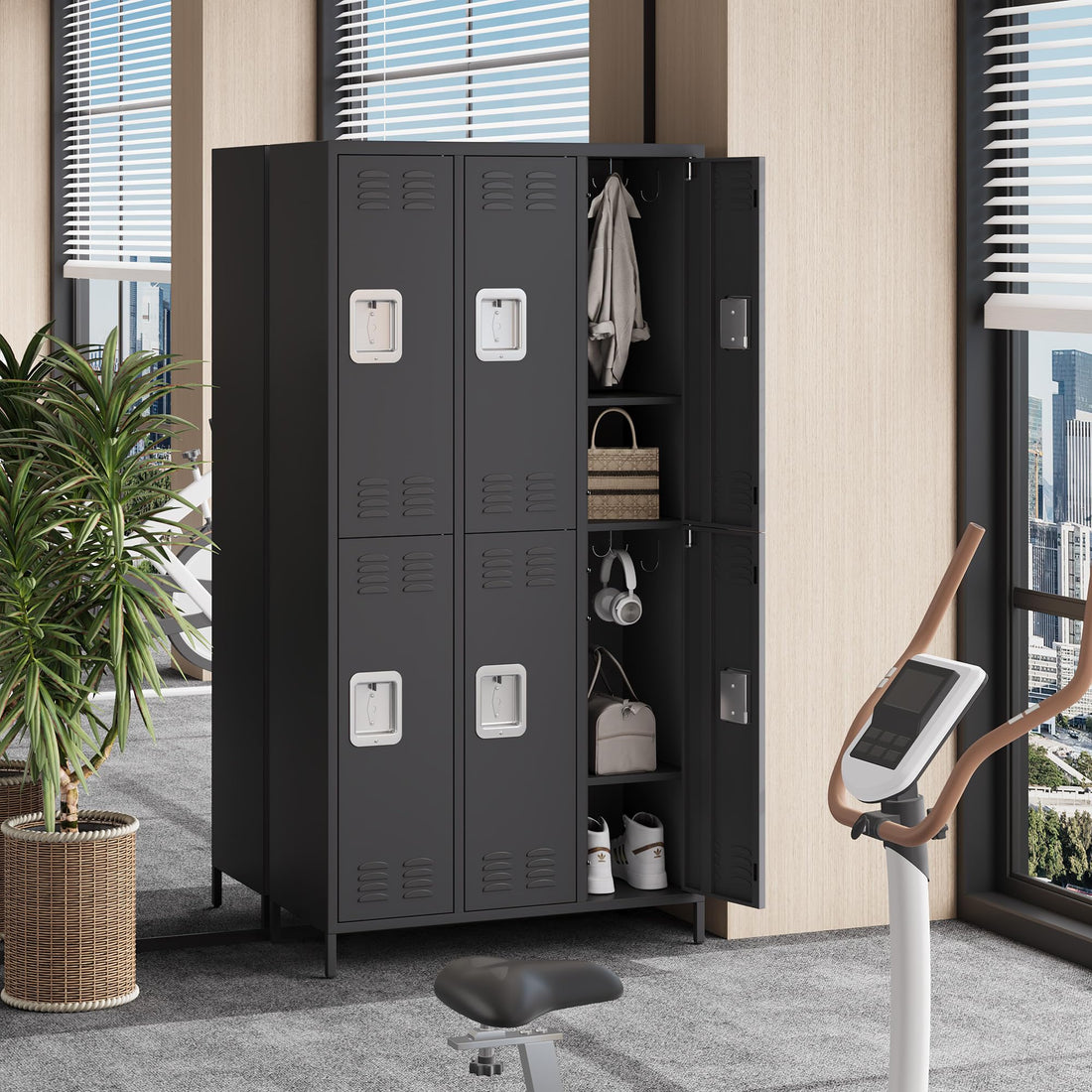 Armadietto in metallo Garvee a 6 ante per dipendenti, resistente, ventilato, a due piani, per ufficio e palestra, 72"H x 15,7"W x 35,4"D, verniciato a polvere