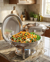 Garvee Set Buffet 2 Pezzi 5QT Riscaldatori Cibo in Acciaio Inox per Catering e Feste, Capacità Generosa, Montaggio Facile, Argento