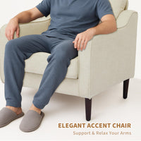 Poltrona Garvee Mid-Century, tessuto di lino, beige, per soggiorno e ufficio, 30"L x 32"A, comoda seduta in schiuma, struttura in legno