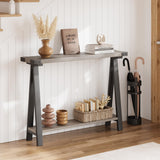 Tavolo console Garvee per corridoio, 2 ripiani, stretto, design con gambe a R, legno, 43.3 pollici, marrone, versatile - Grigio