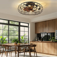 Ventilatore da soffitto retrò GARVEE con luce e telecomando, 6 velocità di ventilazione regolabili, lampada con ventola da 50 cm per soggiorno e camera da letto, timer, 7 pale, 6 lampadine E14 (non incluse)