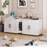 Garvee Litter Box Enclosure, cuccia per gatti a due stanze con mobili integrati per soggiorno, 55"L, bianca - bianco