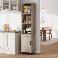 Mobiletto da bagno alto Garvee da 70" stretto con anta, ripiano regolabile, in legno, stile country moderno, nero, per cucina e soggiorno