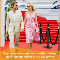 Garvee Set di piedistalli in acciaio inossidabile da 12 pezzi con corda in velluto rosso da 5 piedi per matrimoni ed eventi, base in cemento, montaggio senza attrezzi, antiruggine