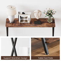 Tavolo consolle stretto Garvee in stile rustico, struttura a X in legno e metallo, soggiorno e corridoio, 31,4"L x 11,8"W x 31,8"H, nero