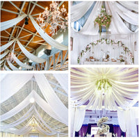 Tende da soffitto Garvee per matrimoni, 6 pannelli 1,5x6 m in chiffon bianco per cerimonie, ricevimenti, banchetti