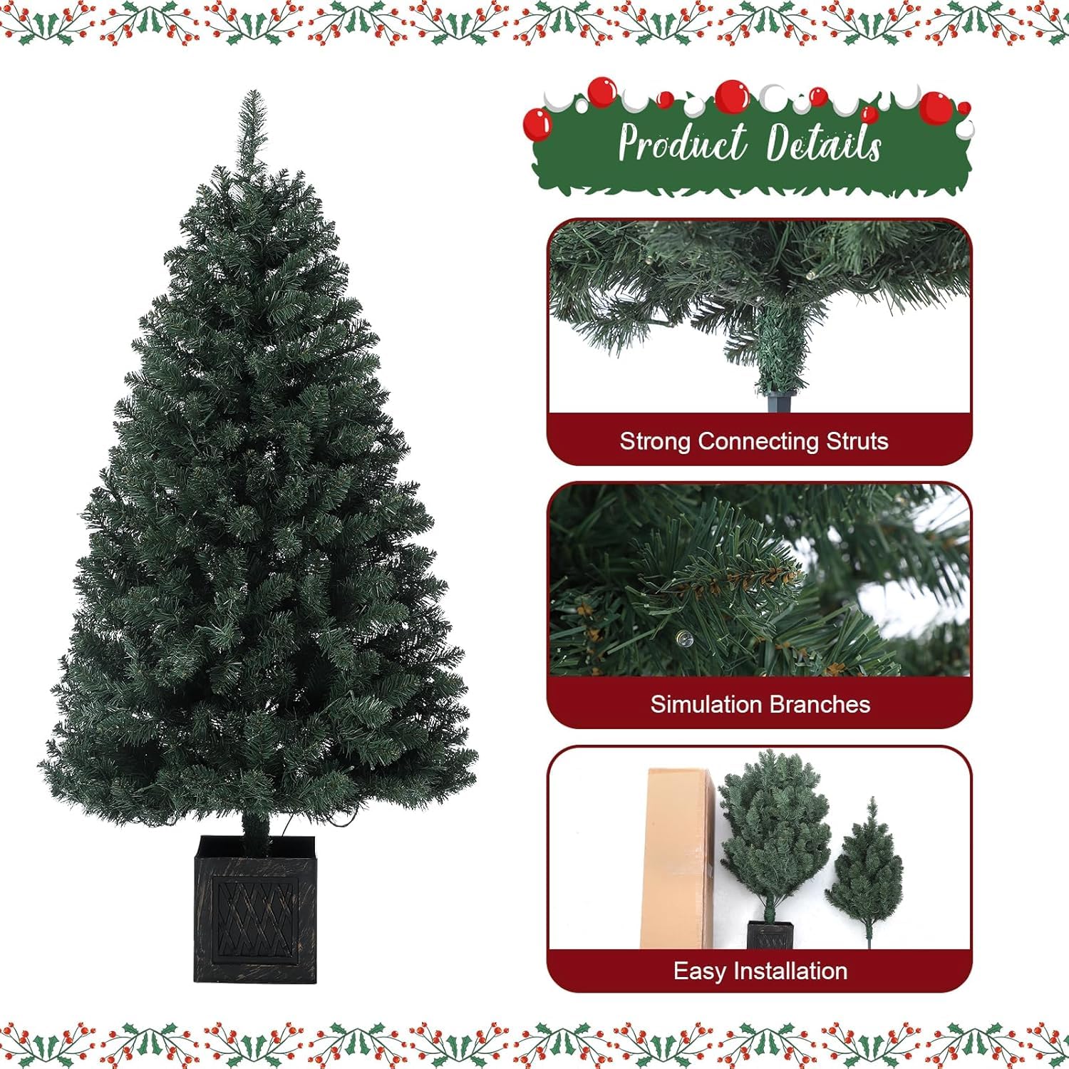 Garvee 145 cm Albero Vintage Cesto di Bambù con 300 LED, 8 Modalità, Spina UE, 2 Pezzi per Cartone per Vendita all'Ingrosso