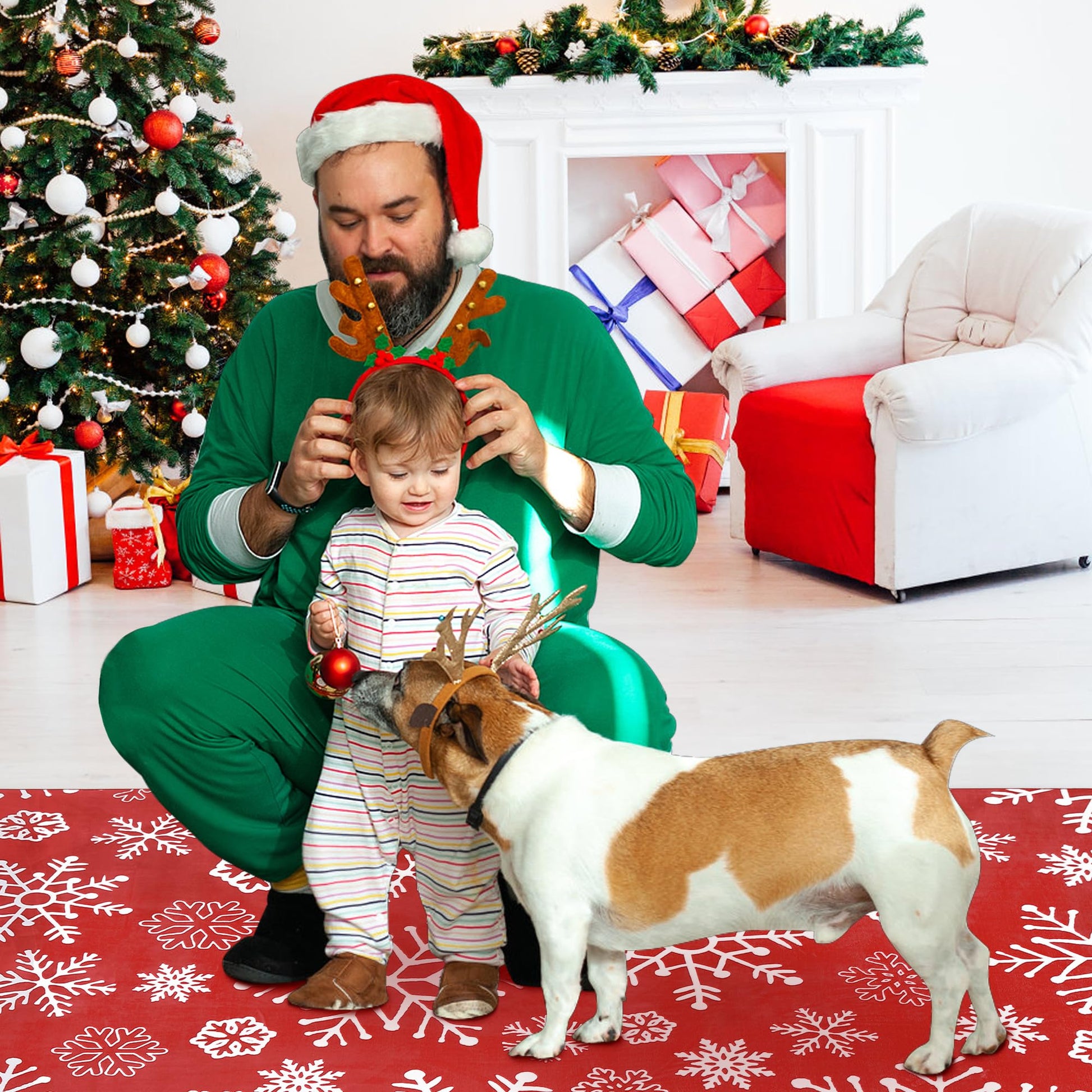 Tappeto natalizio per interni Garvee con motivo a fiocco di neve, antiscivolo, lavabile, morbido, anti-pelucchi per bagno e cucina, decorazione festiva