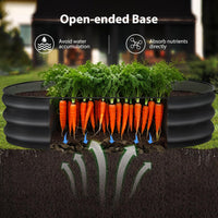 Aiuola rialzata in metallo ovale zincato senza fondo Garvee 195x60x28cm con bordo di sicurezza