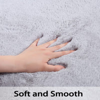 Tappeto soffice Garvee 3x5 piedi, soffice tappeto a pelo lungo, materiale in pelliccia sintetica morbida, pavimento antiscivolo, soggiorno e cameretta dei bambini, grigio
