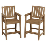 Garvee Set 2 Sedie Bar Adirondack HDPE Resistente All-Intemperie, Braccioli Larghezza Maggiorata, Giardino e Piscina, 22.8"L x 23.8"W x 47.6"H, Colori Vivaci - Brown