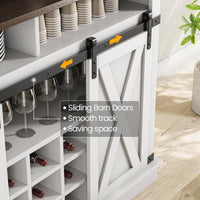 Mobiletto da caffè alto Garvee da 75" con ante scorrevoli, ampio spazio per riporre gli oggetti da cucina, in legno MDF e metallo, rovere bianco, per sala da pranzo e soggiorno