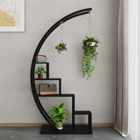 Garvee Plant Stand a 5 ripiani in metallo semicircolare, set da 2 pezzi per soggiorno e balcone, altezza 56" (nero)