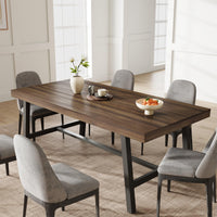 Tavolo da pranzo in legno industriale Garvee per 6-8 persone con robusta struttura in metallo, gambe regolabili, finitura marrone rustico da 70,87".