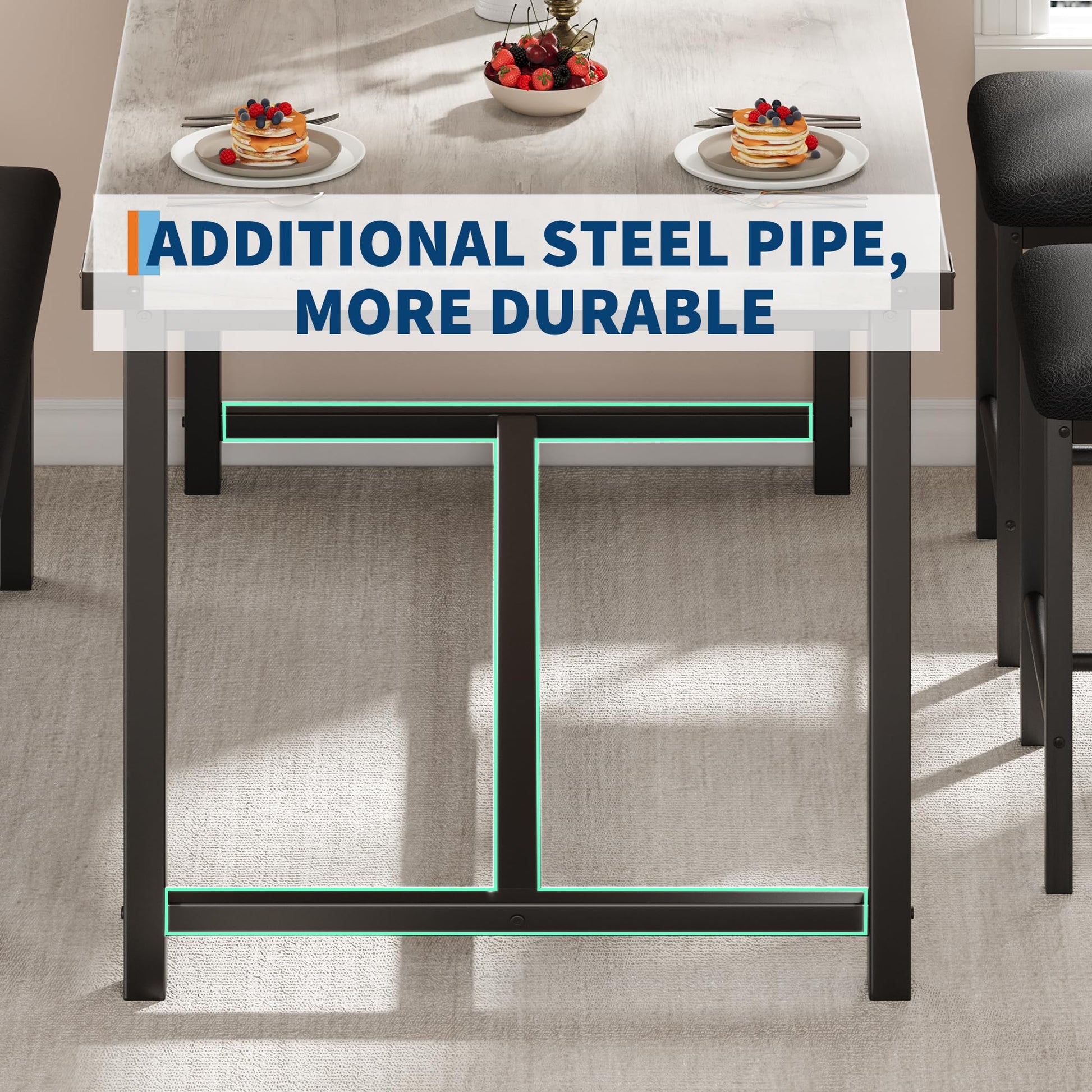 Set da pranzo Garvee per 4 persone con tavolo, seduta imbottite e panca, legno MDF, robusto, salvaspazio, facile da pulire, piccoli appartamenti