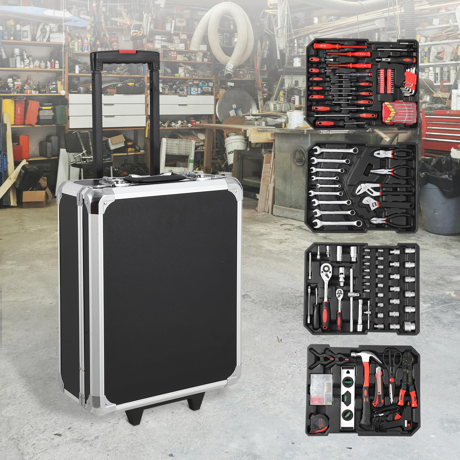 Set di attrezzi Garvee da 800 pezzi – acciaio al cromo vanadio, carrello con ruote, ideale per la casa, il fai da te e l'officina