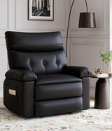 Garvee Poltrona Reclinabile Manuale in Pelle PU con Imbottitura Spessa, Braccioli e Schienale Comfort, Sedia Oversize per Soggiorno e Camera, 56 cm, Nero