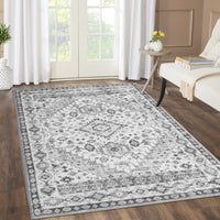 Tappeto tradizionale in stile bohémien GARVEE, lavabile, antiscivolo, morbido, antimacchia, pieghevole, 80x150 cm, grigio, soggiorno