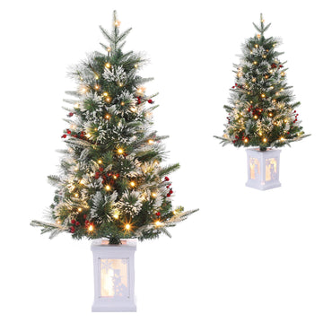 Albero di Natale artificiale Garvee, confezione da 2 – 91 cm, 78 LED (bianco caldo), 8 modalità di luce, base semicircolare, fibra ottica, effetto gelo
