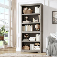 Garvee Libreria Rustica Alta 190,5 cm 2-6 Ripiani Regolabili MDF Robusta Antiribaltamento Soggiorno Studio