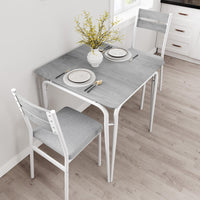 Tavolo da pranzo Garvee per 2 persone con sedie imbottite, MDF e metallo, salvaspazio, stabile, ideale per stanze piccole, quadrato