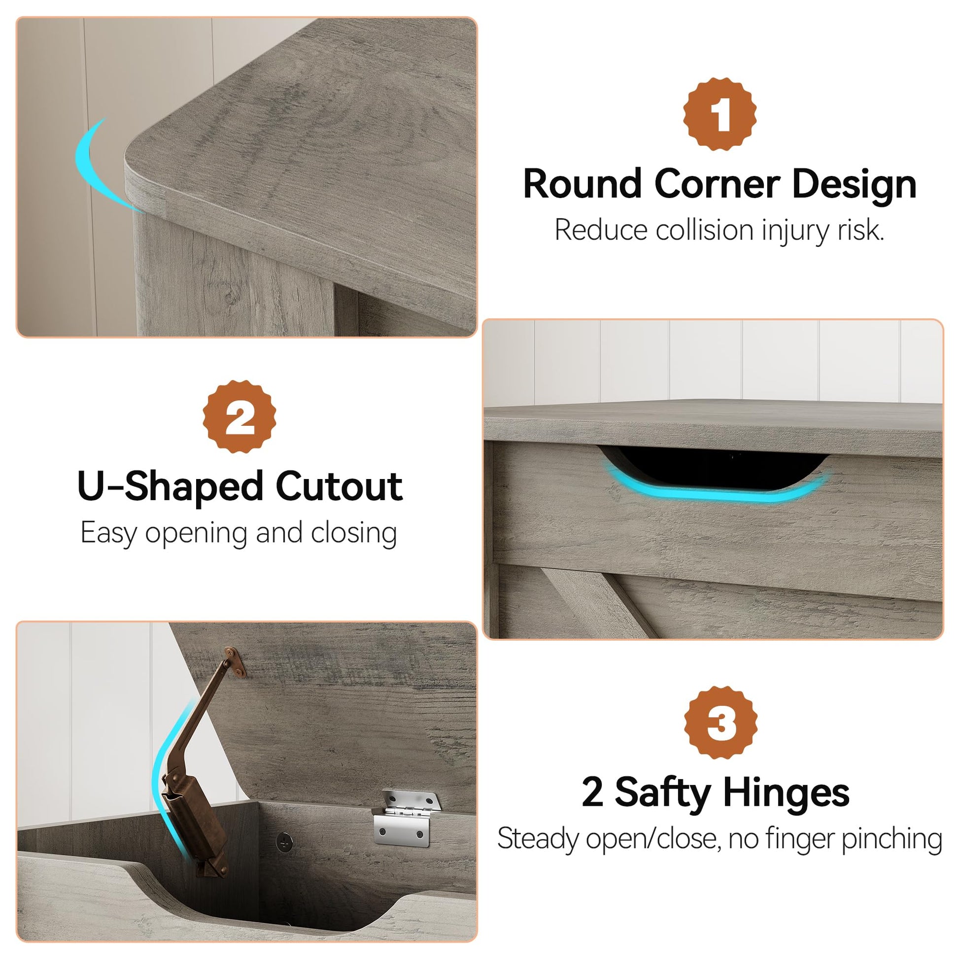 Panca portaoggetti Garvee con ruote, cassapanca in legno da 39,4", capacità di carico di 350 libbre, grigia, per corridoio e soggiorno, versatile