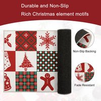 Garvee Zerbino Navideño Esterno Lavabile Antiscivolo 40x80 cm Rosso Poliestere Impermeabile Sicuro per Ingresso Festivo