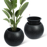 Vaso Garvee Autoirrigante con Indicatore Livello Acqua e Design a Doppia Parete per Balcone e Soggiorno, Nero con Punti Bianchi