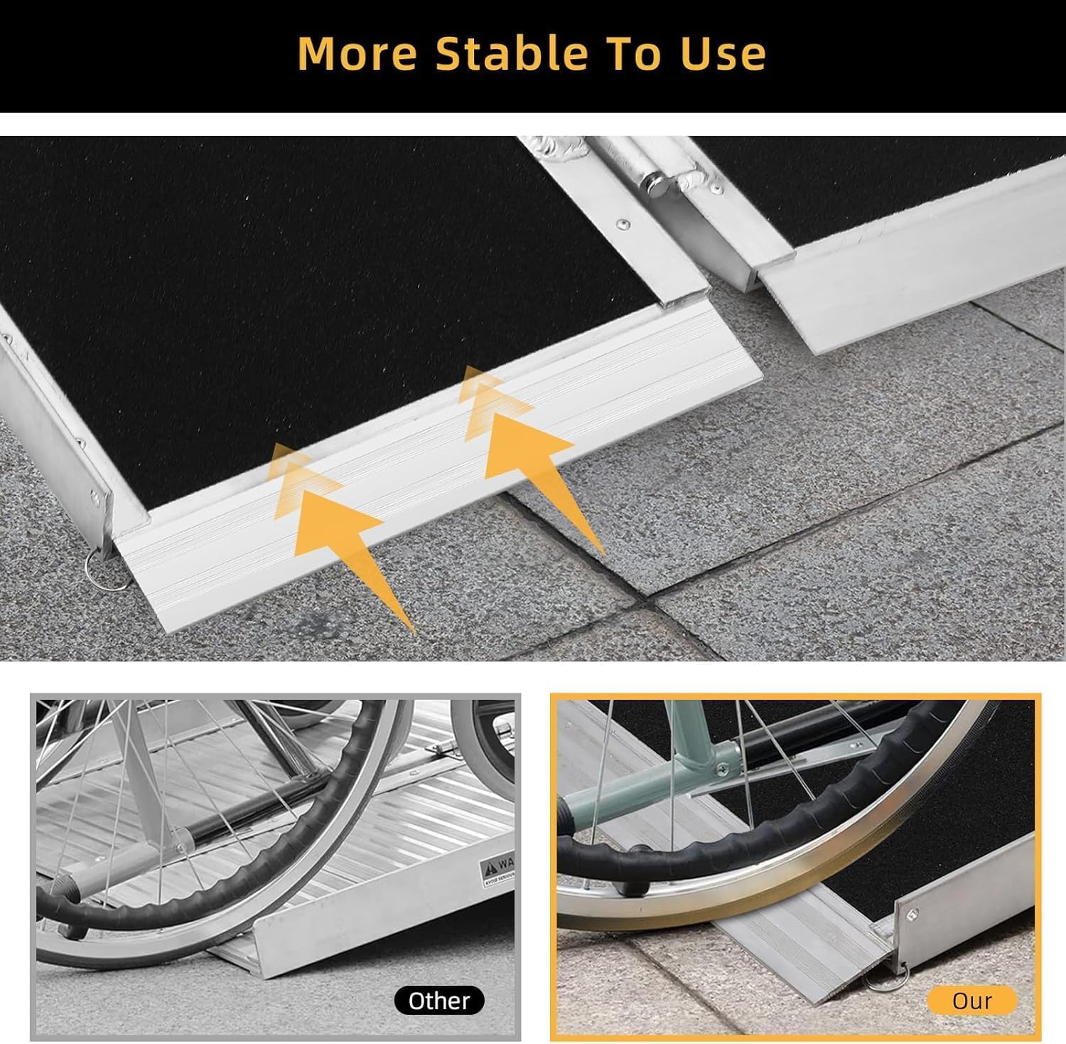 Rampe per sedie a rotelle portatili Garvee da 3 piedi in alluminio con capacità di carico di 600 libbre, pieghevoli per casa e viaggio