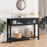 Tavolo da ingresso Garvee, consolle in legno con 2 cassetti in vetro, spazio di archiviazione, MDF, nero, soggiorno e corridoio, 43,3x11,8x31,4 pollici - nero