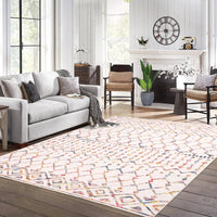 Tappeto Boho GARVEE, pelo corto, 120x170 cm, antiscivolo, geometrico, multicolore, per soggiorno e camera da letto