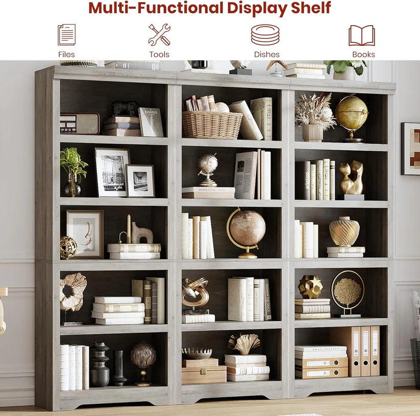 Garvee Libreria 5 Ripiani Alta Regolabile Antiscivolo MDF Resistente Design Elegante Multiuso Casa Ufficio 175 cm
