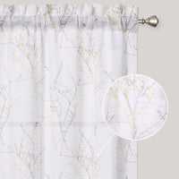 Tende semitrasparenti Garvee con motivo a rami, 26"×36", finto lino, soggiorno, bianco, 2 pezzi