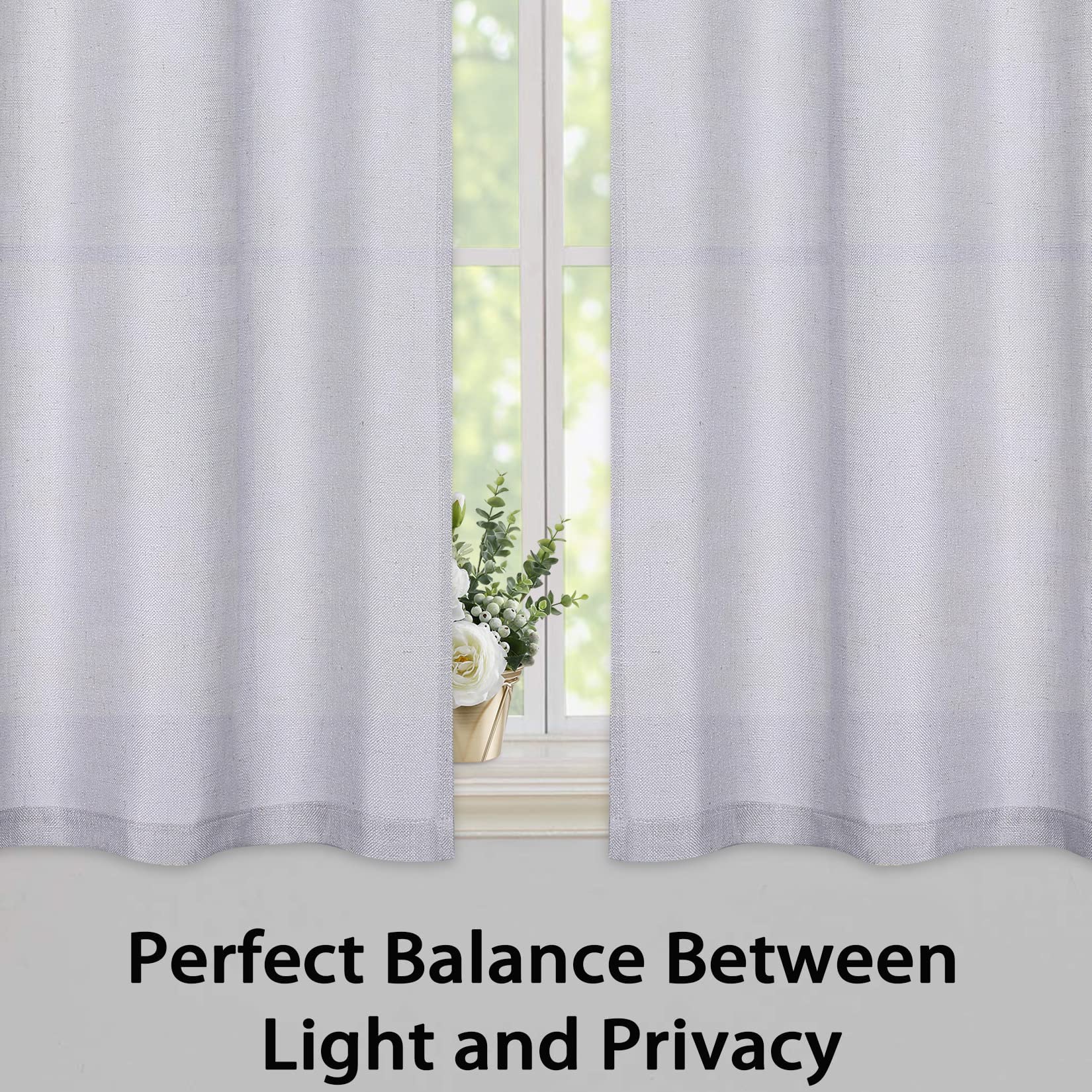 Tende in finto lino GARVEE, stile rustico, filtranti la luce e facili da pulire, 27x45 pollici, grigio, per camera da letto e soggiorno