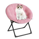 Poltrona Garvee Saucer Chair con struttura dorata, pelliccia sintetica oversize, pieghevole per camera da letto e soggiorno, rosa - Rosa