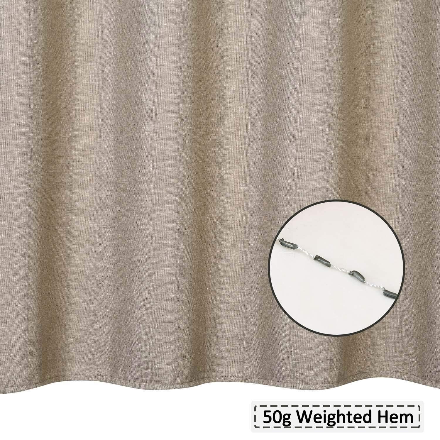 Tenda da doccia Garvee, impermeabile, in lino pesante, per hotel, di lusso, color tortora, 182,9 x 182,9 cm, con ganci, facile da installare.