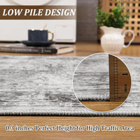 Tappeto vintage lavabile Garvee 200x290cm grigio per soggiorno, camera da letto, sala da pranzo, retrò, pelo corto, antiscivolo