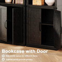 Libreria Garvee Farmhouse con ante, 5 ripiani, ampio spazio di archiviazione, legno MDF, soggiorno, ufficio, 30,5 cm di profondità x 62,2 cm di larghezza x 170,7 cm di altezza