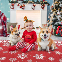 Tappeto natalizio romantico Garvee con fiocco di neve, rosso, antiscivolo, per soggiorno, sala da pranzo, cucina, 60x180 cm