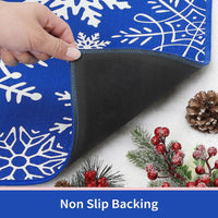 Zerbino Garvee Kerst 50x80 cm Lavabile Antiscivolo Decorazione Natalizia Fiocchi di Neve Rossi Blu Per Ingresso Cucina Camera da Letto
