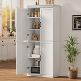Mobile dispensa Garvee da 70" con ante e ripiani regolabili per cucina e soggiorno, in legno MDF P2, robusto, antiribaltamento, tonalità legno neutro