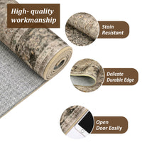 Tappeto vintage lavabile Garvee 80x150cm, antiscivolo, morbido, color cammello, per soggiorno, camera da letto, cucina, corridoio