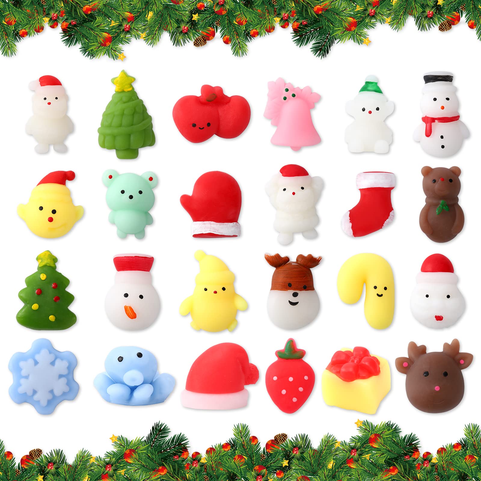 Calendario dell'Avvento Garvee 2022 Mochi Squishies Conto alla rovescia di 24 giorni Mini giocattoli morbidi Materiale atossico Regalo di Natale per bambini